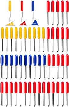 BRAVECOW 50Pcs Replacement Blade for Cricut Cutting Blades Include 30Pcs 45  Standard Fine Point Blade+10Pcs 60  Deep Cut Blade+10Pcs 30  Shallow Cut Blades Vinyl Plotter Blades for Cricut