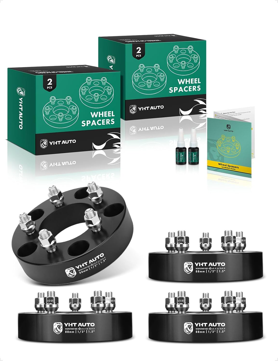 YHTAUTO 5x5.5 to 5x4.5 Wheel Adapters 1.5 inch Fits Ram 1500 1994-2001 & Ford F-150 Bronco 1992-1996, E-150 Econoline 1992-2006, 5 Lug Forged Tire Adapters 1/2"-20 & 12.9 Studs, 88mm Center Bore, 4PCS