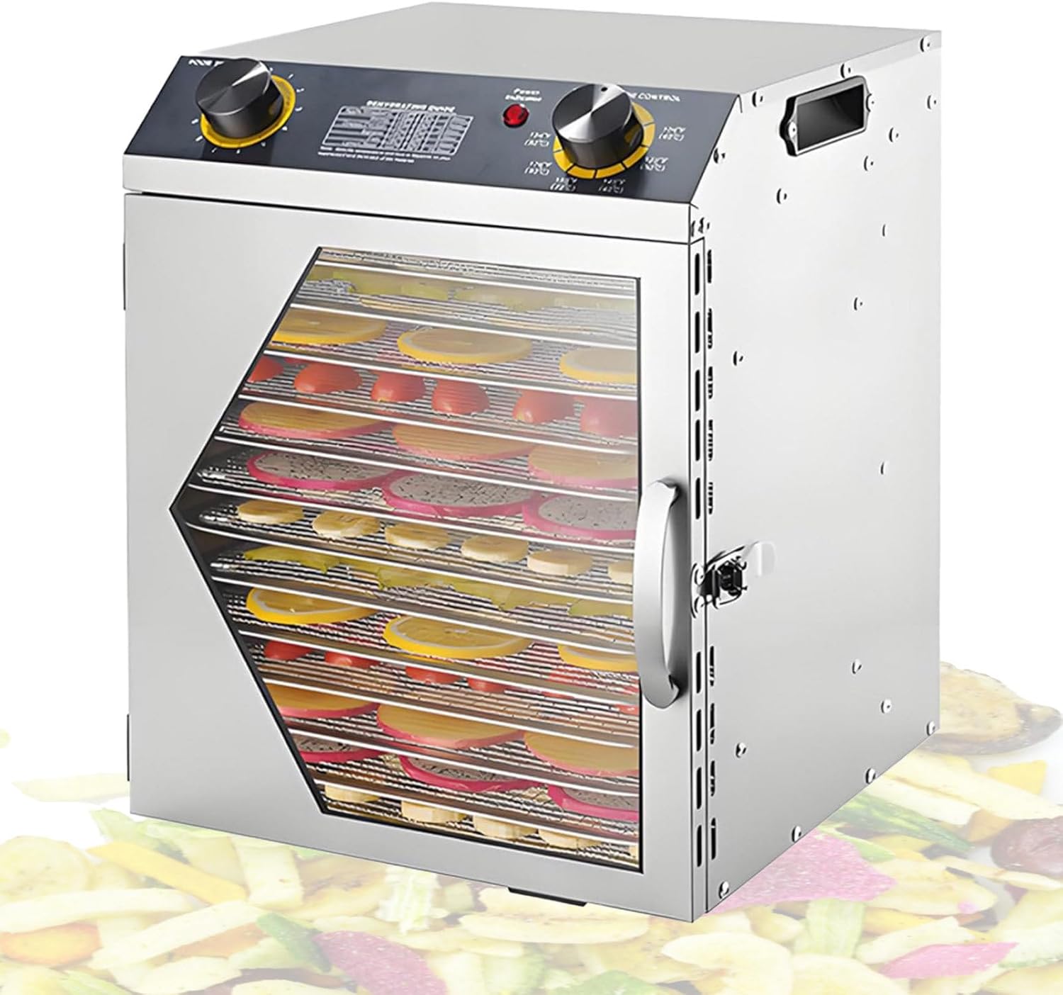 Stainless Steel Food Dehydrator Machine, 6/8/12/18 Layers, Adjustable 30-90℃ Temperature & Timer, Perfect for Drying Fruits, Vegetables, Beef & Meat 12thFloor