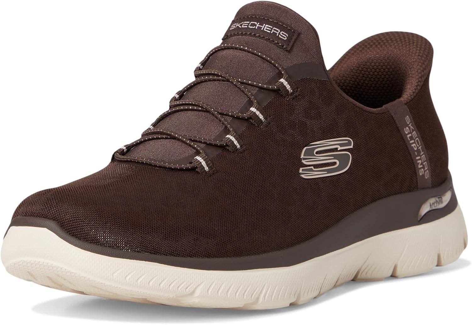 Skechers Women's Arch Fit Summits Lux Leopard Hands Free Slip-Ins Sneakers