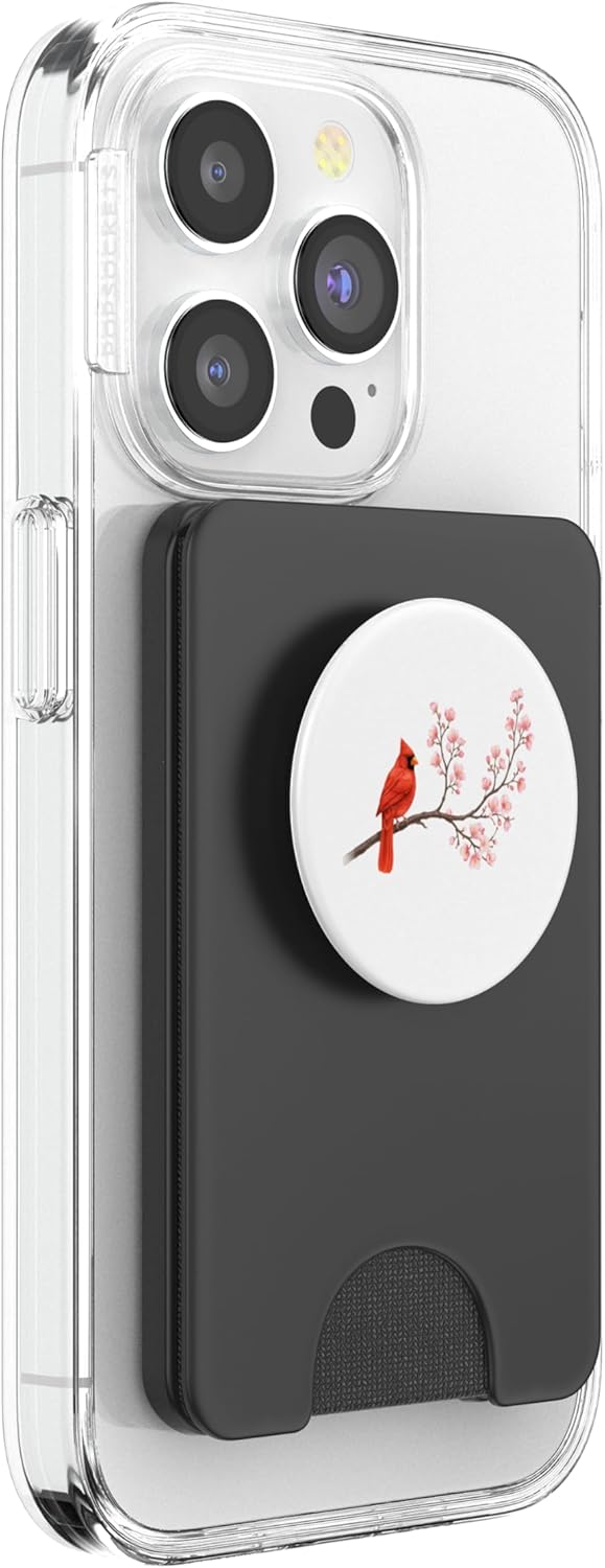 Red Cardinal Bird Cherry Blossom Nature Aesthetic Design PopSockets PopWallet for MagSafe