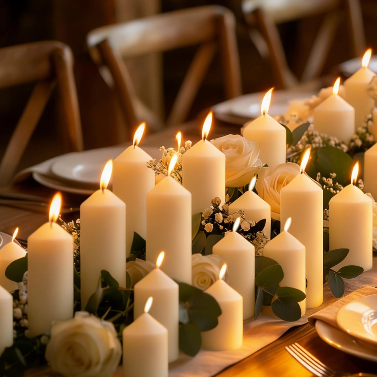 Pillar Candles Bulk Set - Unscented, Smokeless, Dripless | 3 Sizes: 2x3, 2x4, 2x6 Inches | Ideal for Weddings, Christmas & Home Decor (36, Ivory White)