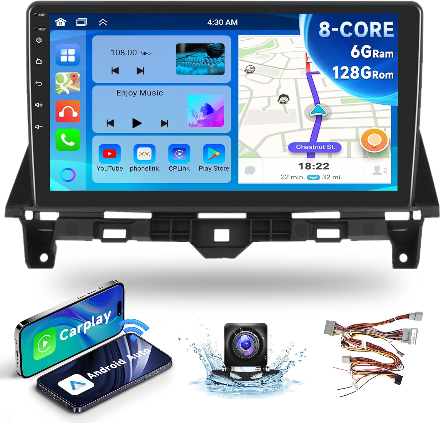 Aazon.co: [6G+128G] 10.1'' 8 Core Android Car Radio with Wireless