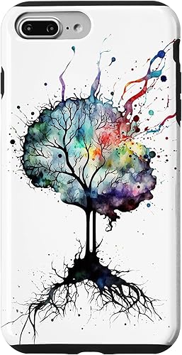 Vista 28 de iPhone 13 Pro Max Watercolor Brain Art, funda de neuronas