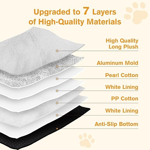 Miniatura 3 de pecute Cama autocalentable para perros y gatos, cama extragrande de 39 x 25 pulgadas con manta desmontable, tapete de cama autocalentable para gatos
