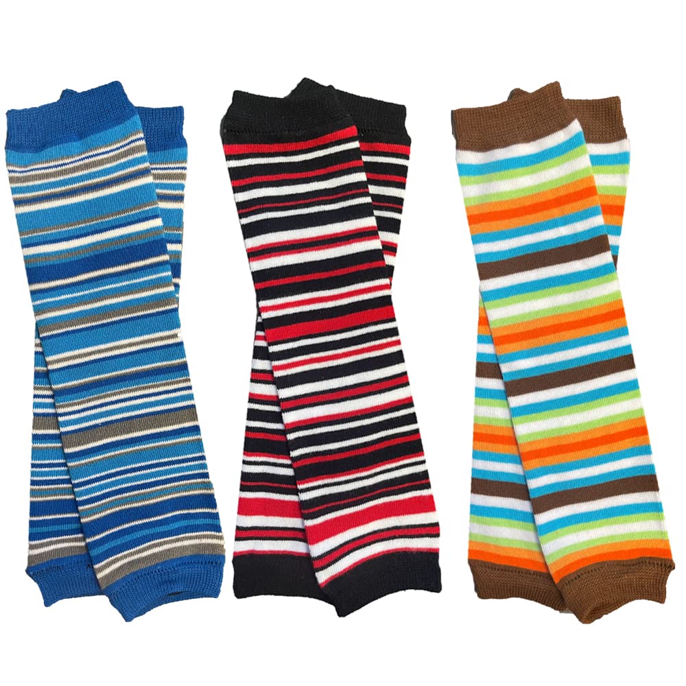 juDanzy 3 Pack of Baby and Toddler Boy Leg Warmers (One Size (12 pounds to 10+ Years), Space Stripe, Camden Stripe, Red & Black Stripe)