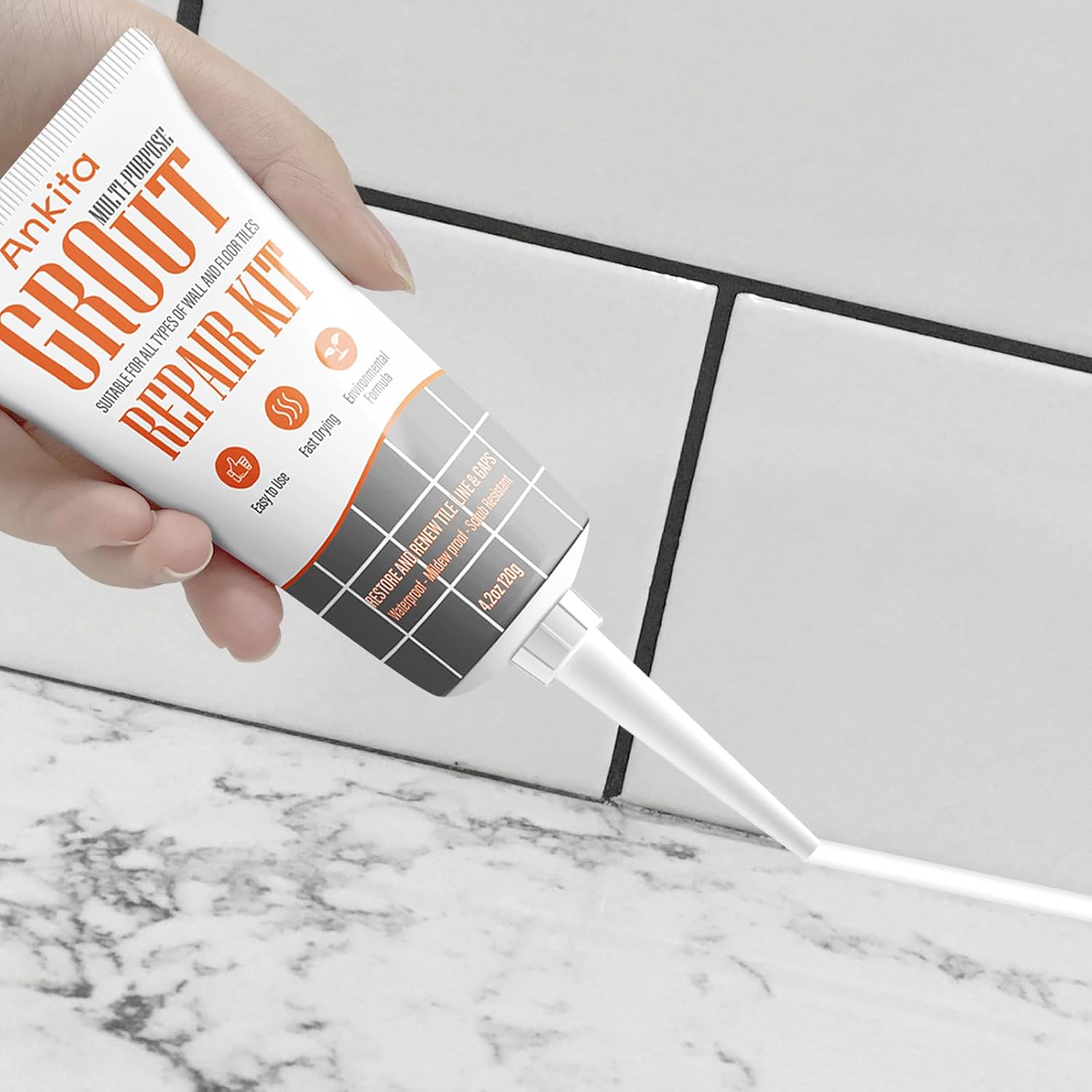 Grout Repair Kit White, Waterproof Grout Filler Repair Tubes, Fast