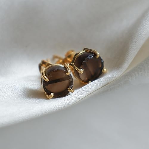 Miniatura 158 de Gempires Natural Raw Prong Setting Stud Earrings, 8-10 mm Crystals Earring, Handmade Jewelry, Gift for Her