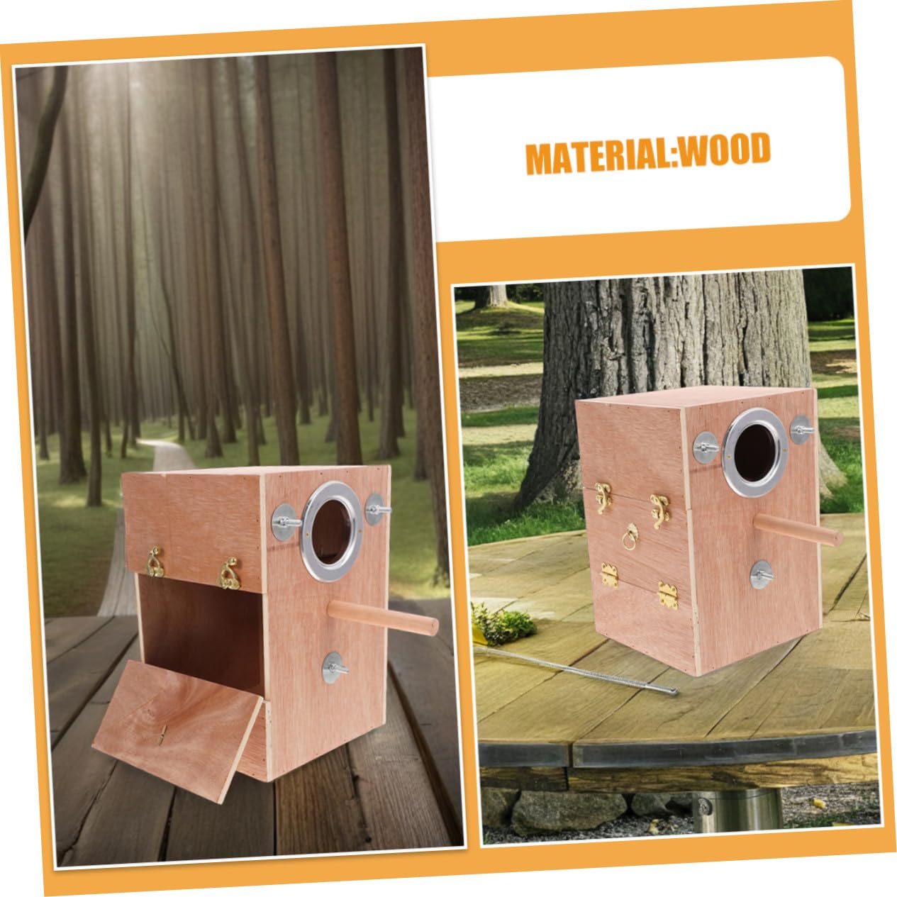 Nido de crianza de Conure Bird House con Perca casa de pájaros de Madera para casa de pájaros de alumno de Perchas Nestante de con Perca