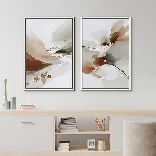 Miniatura 7 de IDEA4WALL Juego de impresiones enmarcadas para pared, acuarela marrón, océano, náutico, paisaje, playa, desierto, naturaleza, arte moderno, bohemio,