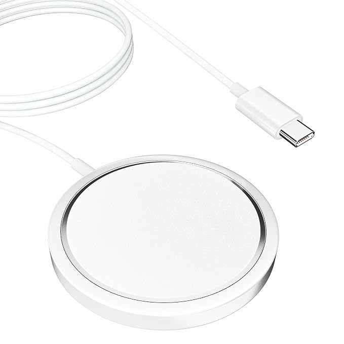 Ubon 15W Wireless Magnetic Charger with Fast Charge | Best Compatible for 16/15/14/13/12 Plus, Pro, Pro Max & All Wireless Enabled Smartphones & Earbuds (WR226, White)