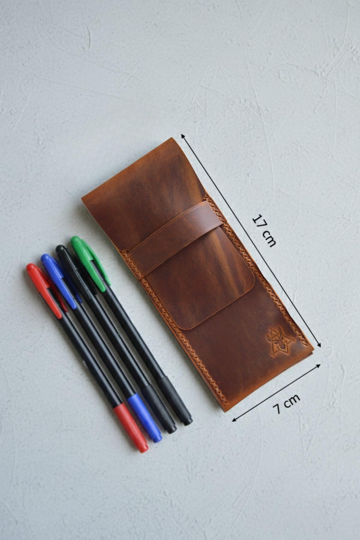 Oh Deer Leather Hakiki Deri Kalemlik – 4 Kalem Kapasiteli Tasarım - Camel