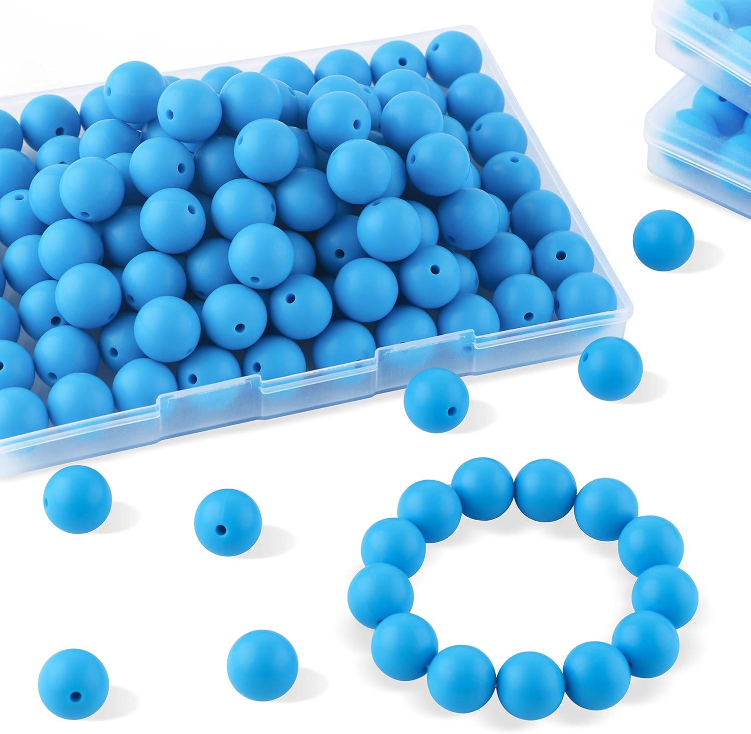 Sunrony 70Pcs Silicone Beads, 15mm Silicone Beads for