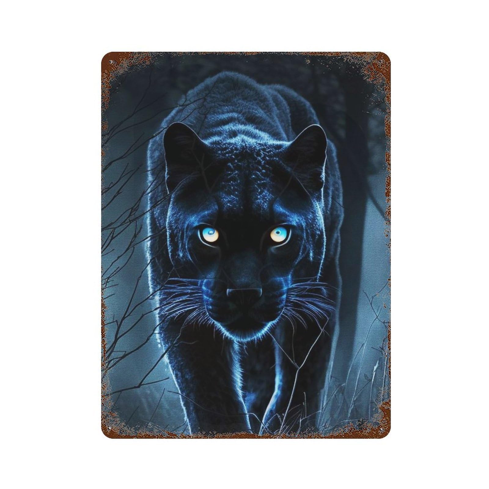 Vintage Rust Metal Sign Black Tiger 15.7"x11.8", Old School Wall Decor for Garage, Bar And Workshop Decor