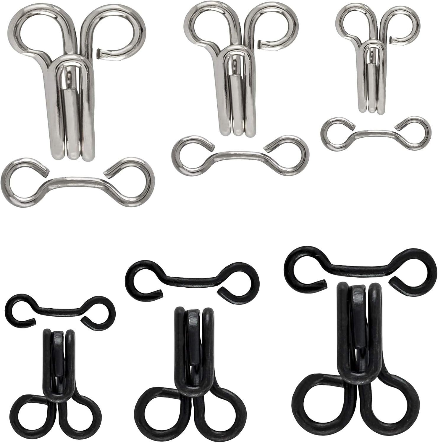 25 Set Metal Hooks & Eyes Closure Sewing Black and Nickel Heavy Duty for Clothing, Skirt, Pants Closures image 2