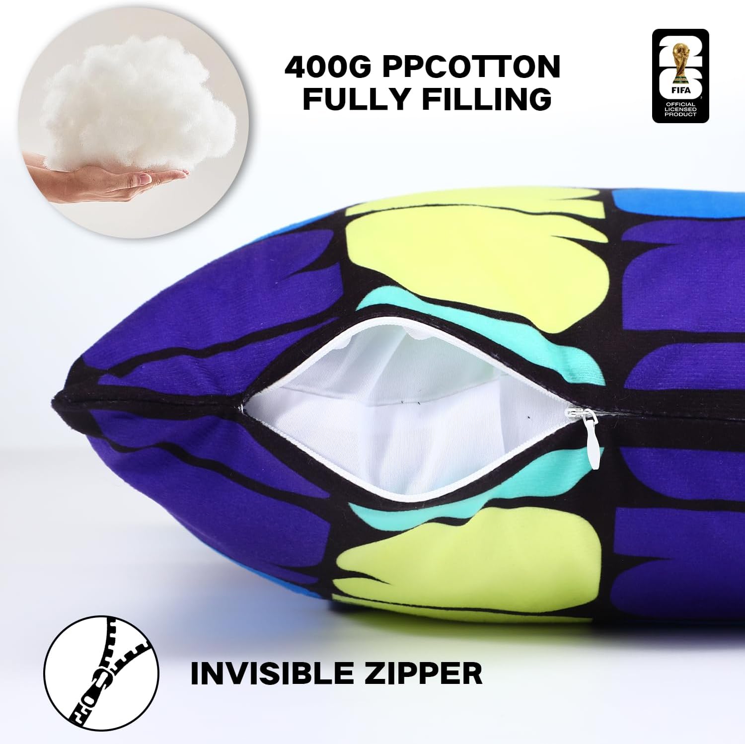 MESUCA FIFA World Cup 2026 Trophy Throw Pillow - Official FIFA World Cup 2026 Merchandise - 18x18 Inch Plush Pillow Cushion for Bedroom, Sofa, Home Decor - Collectible Gift for Soccer Fans