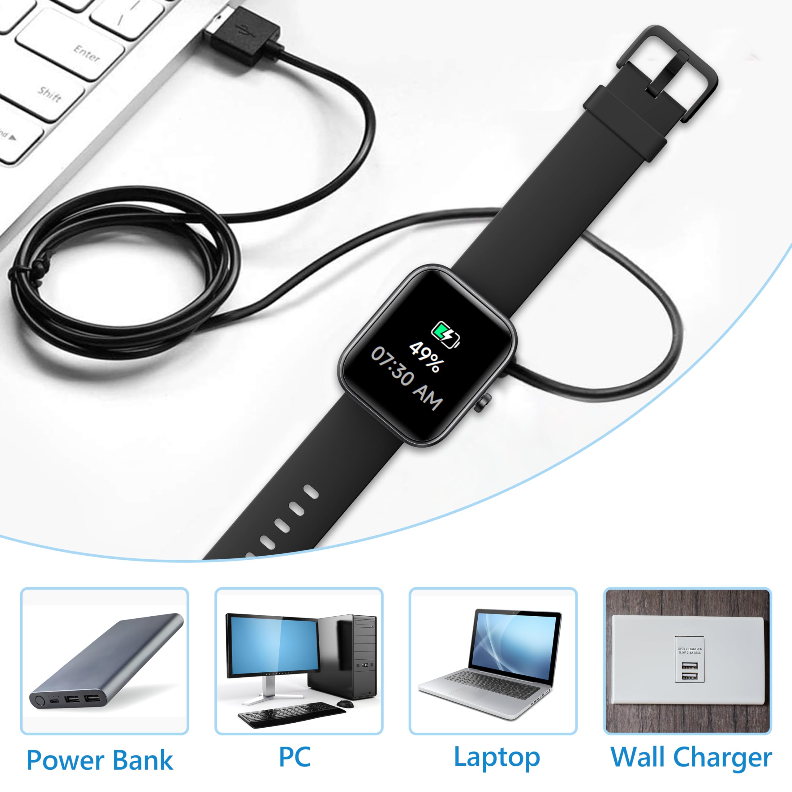 Lot De 2 Câbles De Charge Magnétiques Pour Montre Connectée RUXINGX - 1,83 M, Compatibilité Exclusive