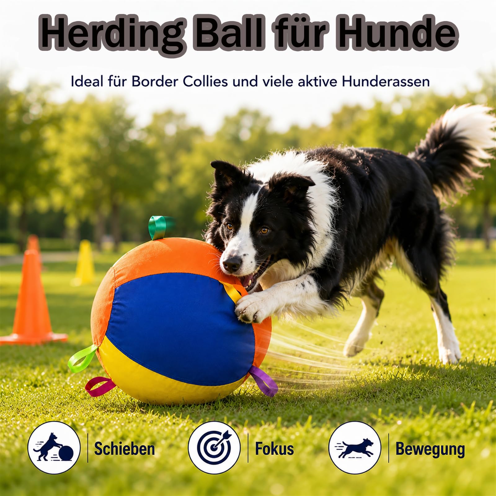 Generisch Herding Ball für Hunde und Herding Ball Hund für Übungen, Hundeball Groß Sowie Bälle für Hunde für Draußen, Robuster Hüteball für Viel Bewegung im Garten Hinter Dem Haus (E, 55c'm)