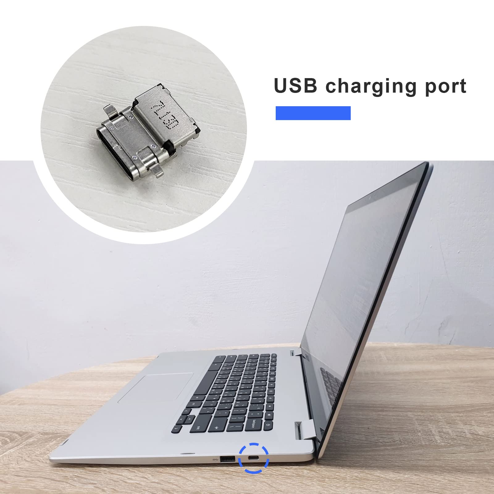 Tipo C - Porta di ricarica USB di ricambio per presa di alimentazione CC compatibile con ASUS Chromebook C523NA connettore di ricarica per computer portatile Tipo C - Porta di ricarica USB di ricambio per presa di alimentazione CC compatibile con ASUS Chromebook C523NA connettore di ricarica per computer portatile