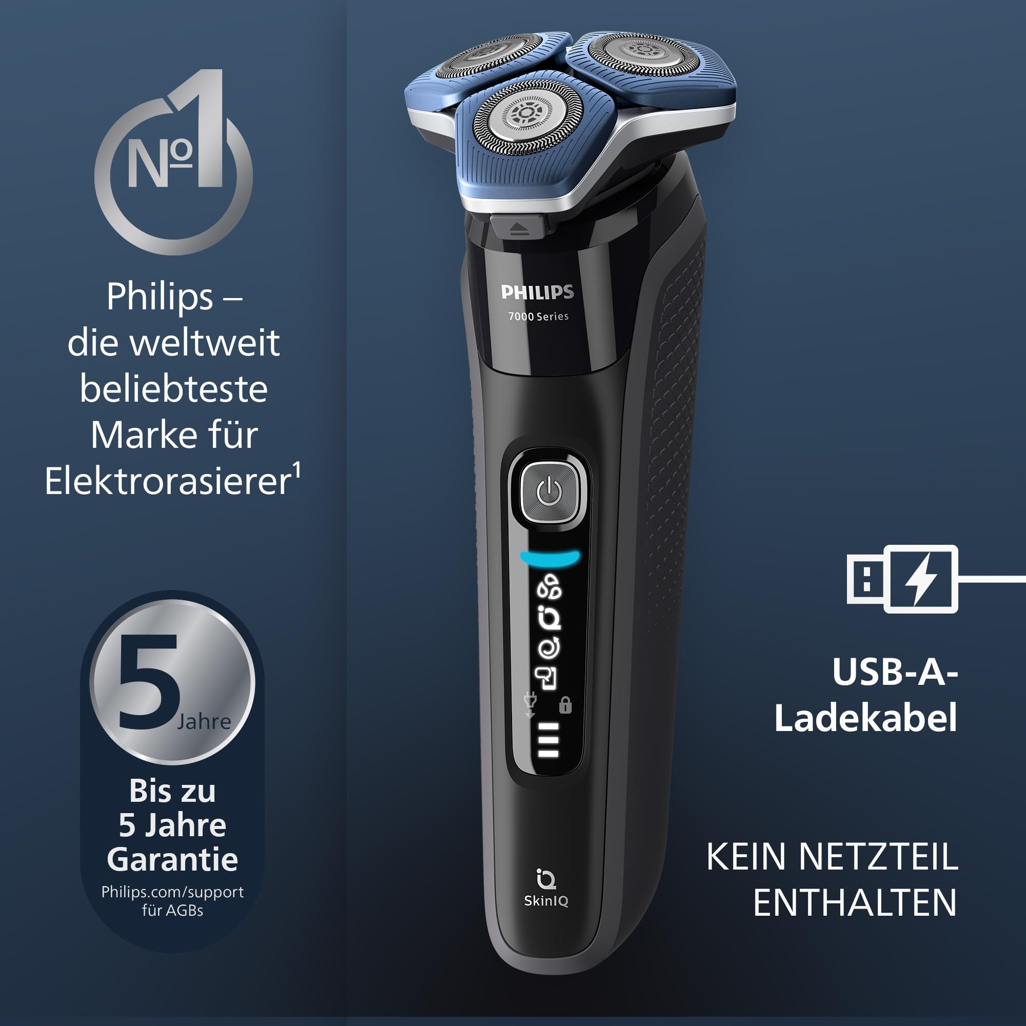 PHILIPS Shaver Series 7000 Elektrischer Rasierer für Herren S7886/55 Nass- und Trockenrasur mit Trimmer