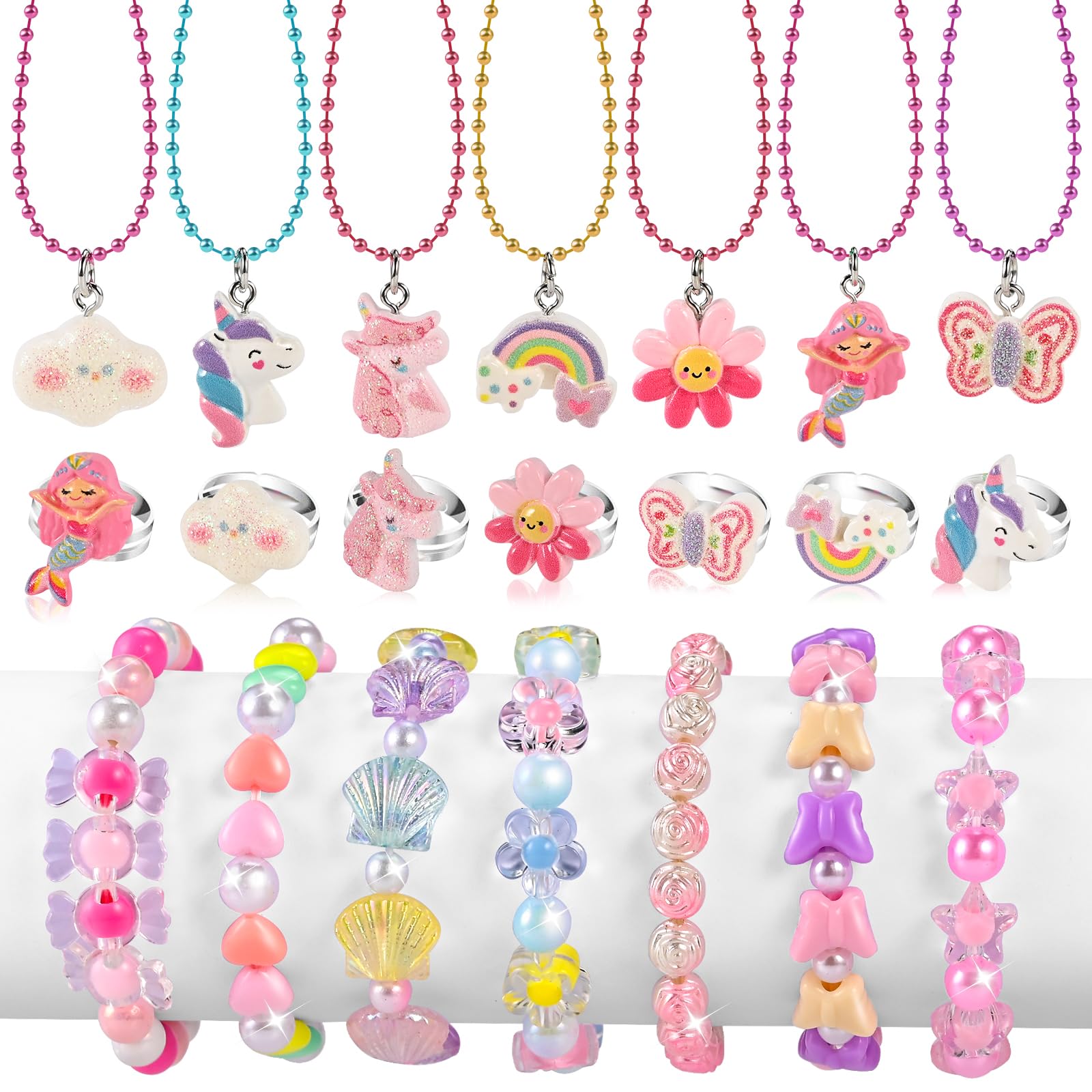Amazon.com: Faburo 21pcs Kids Jewelry for Girls -7 Necklaces