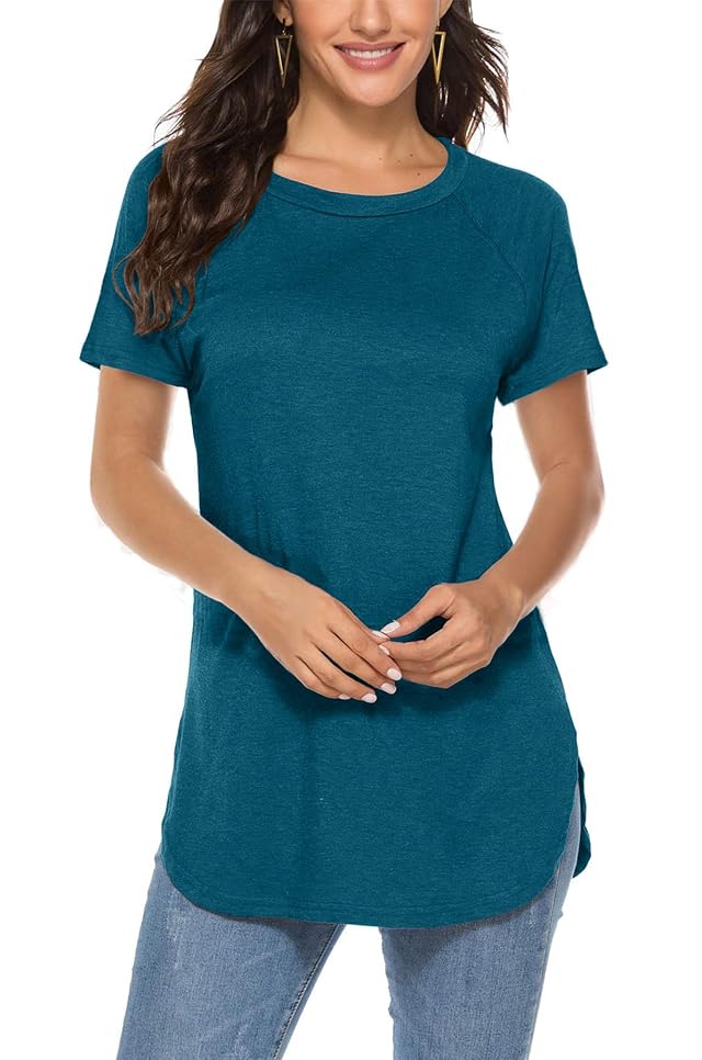 Newchoice Womens Casual Batwing Long Sleeve T Shirt Round Neck Basic Loose Tunic Tops