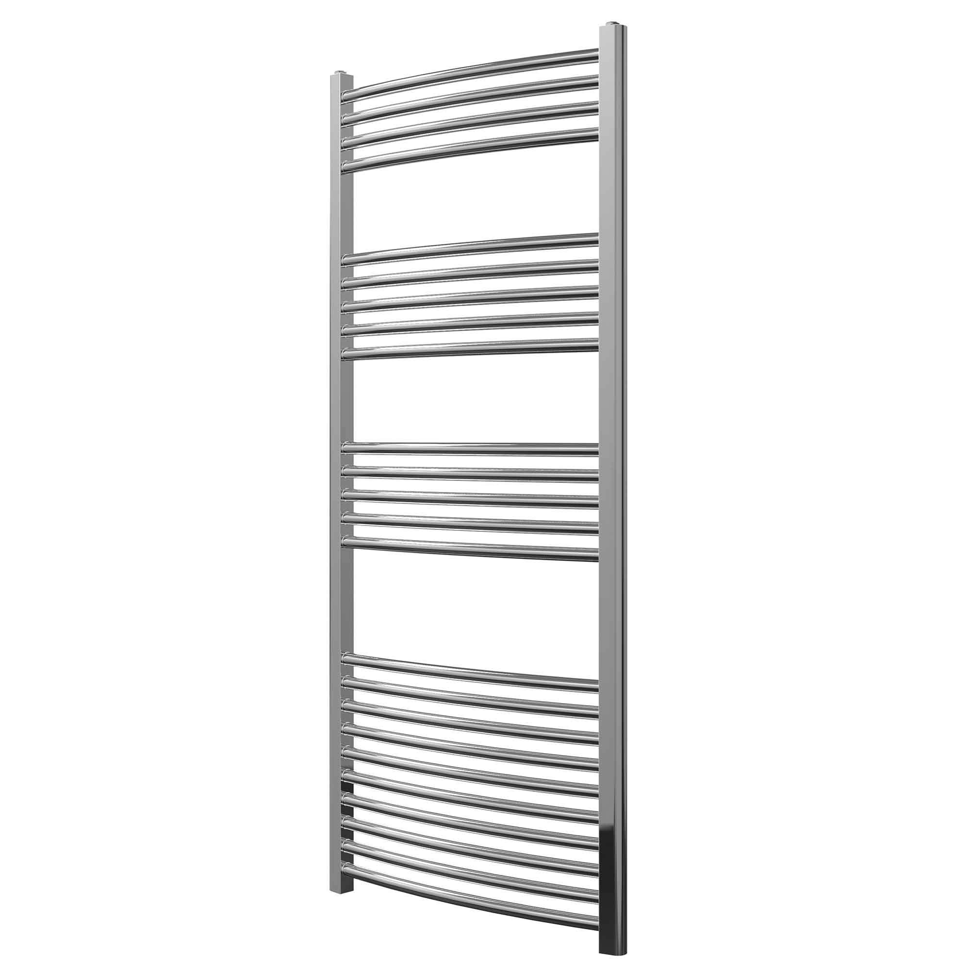 Greened House Chrome Heated Towel Rail Curved 600mm W x 1400mm H