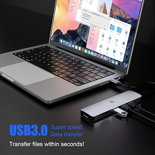 Miniatura 3 de Hub USB C 6 en 1, concentrador multipuerto Tiergrade con salida HDMI 4K, 3 puertos USB-A con transferencia de datos de 5 Gbps, base USB C para