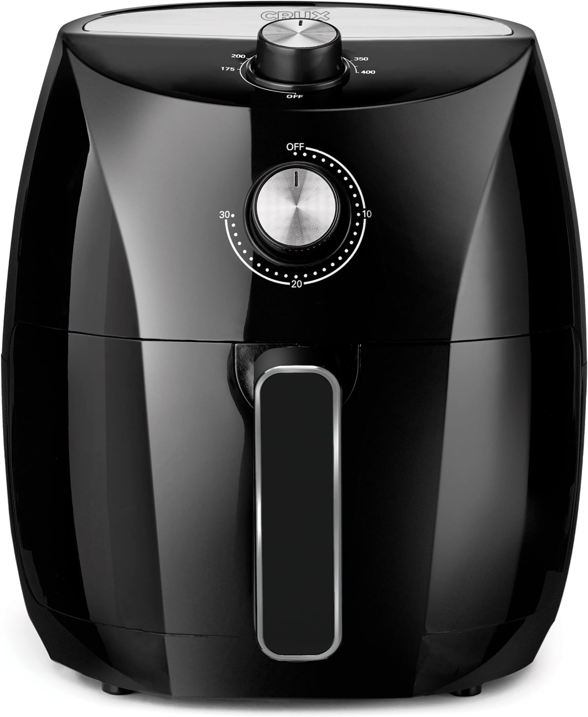 Crux 3.7QT Manual Air Fryer, Faster Pre-Heat, No-Oil Frying, Fast Healthy Evenly Cooked Meal Every Time, Dishwasher Safe Non Stick Pan and Crisping Tray for Easy Clean Up, Stainless Steel/Black