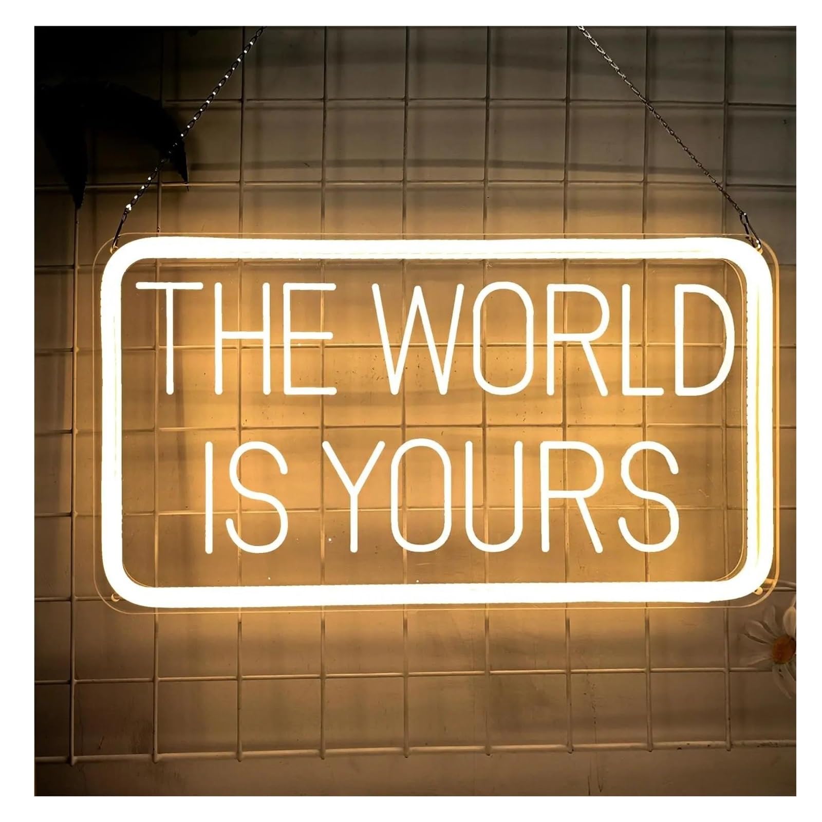 Wiszące neony artystyczne The World Is Yours Neon Znak 3D Rzeźba Projekt Światło Do Sypialni Bar Salon Biuro Urodziny Wesele Dekoracja Ścienna 40.5cmx22.1cm