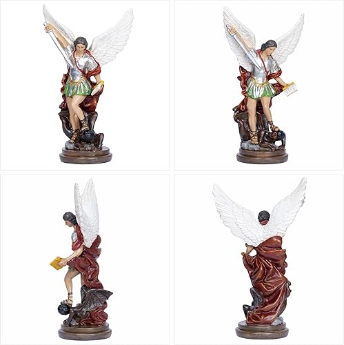 Vista 16 de San Miguel Arcangel - Estatua de San Miguel de 12 pulgadas, Lucifer derrotado, pisotea, resina demonio, escultura de ángel de batalla, figuras