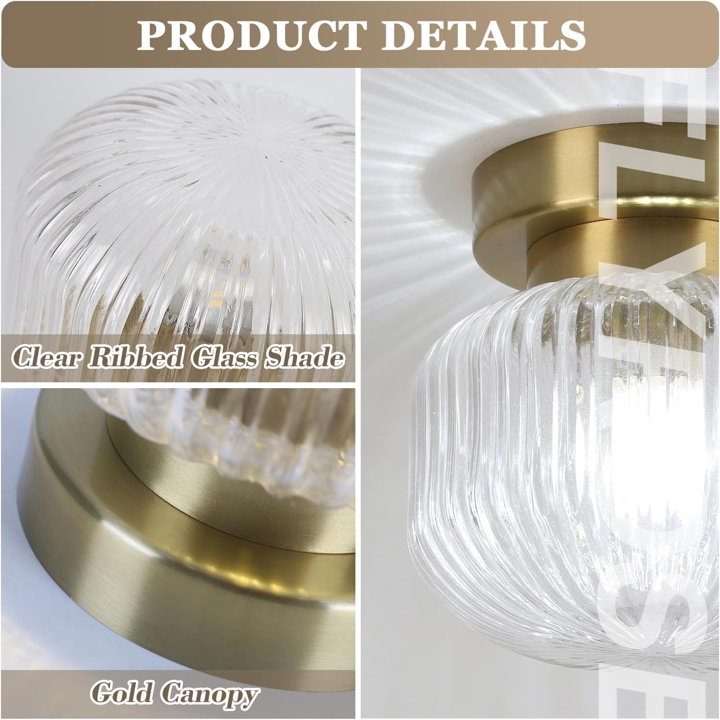Bubble Glass Semi Flush Mount Ceiling Light Clear Ribbed Glass Flush Mount Ceiling Light Vintage School House Lighting Fixtures Brass Hallway Light Fixture