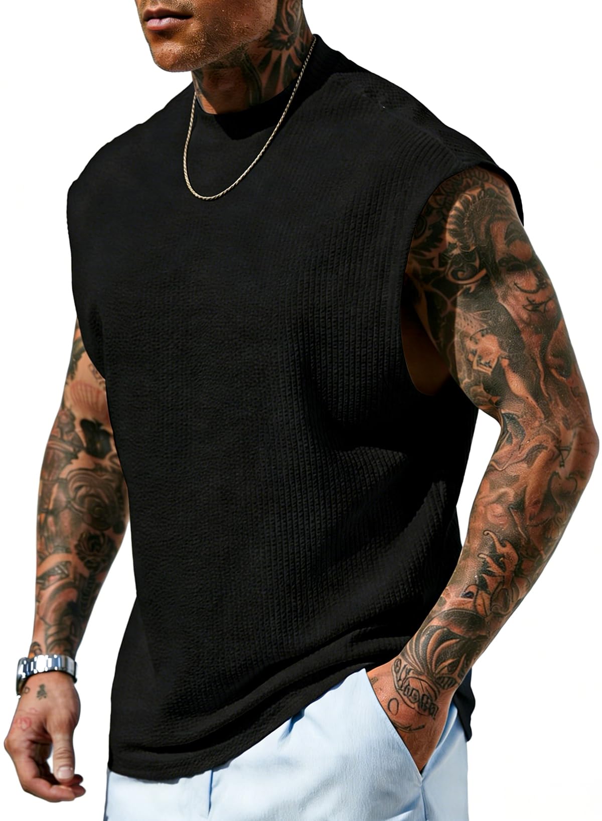 Tank Top Herren Texturiert Ärmellos Oversize Fitness Streetwear in vielen Farben und Größen