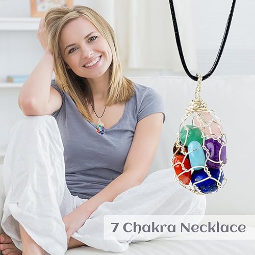 Miniatura 2 de Choistily Collar con soporte de piedra de cristal, collar de cristal curativo, amatista esmeralda, rosa, collar con soporte de cristal rosa, regalo