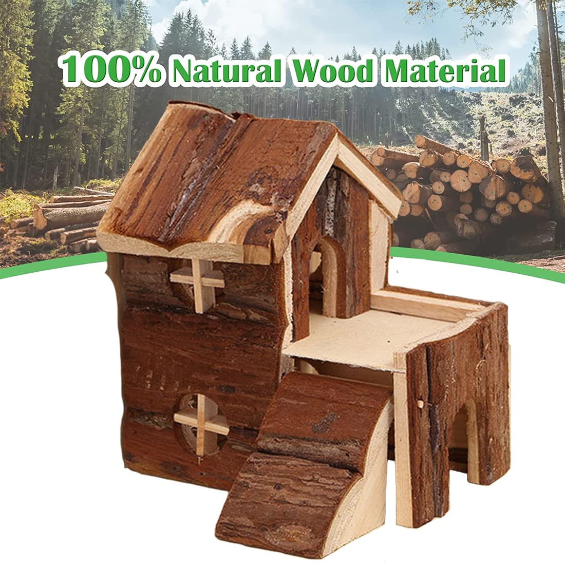 Hamiledyi Holz-Spielplatz Für Hamster – Natürliches Kletter- & Kauspielzeug Für Kleintiere