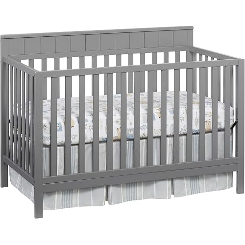Oxford Baby Logan 4-in-1 Convertible Baby Crib, Dove Gray, GreenGuard Gold Certified