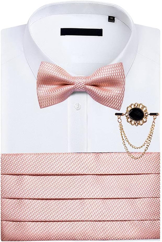 Solid Silk Men's Cummerbunds Bow Tie Set Wedding Formal Prom Cummerbunds Elastic Waistband Wide Belt