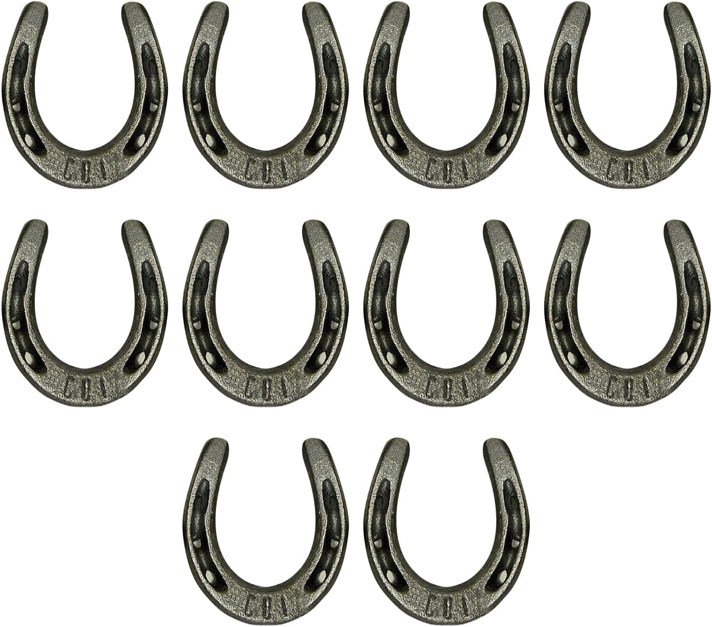 Carvers Olde Iron 3.5" Cast Iron Metal Horseshoe Set - Easy to Weld (10 Pieces)
