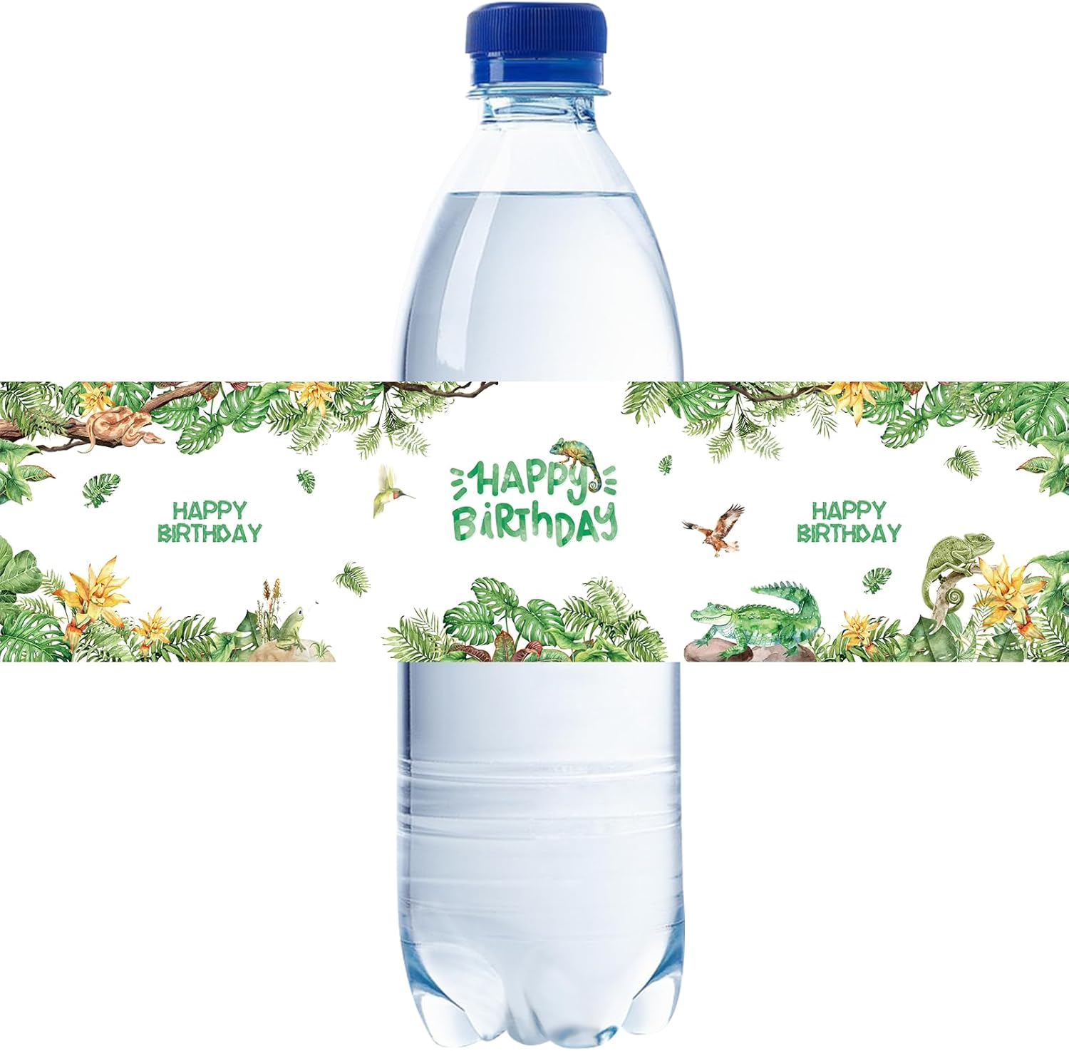 32pcs Reptile Animals Water Bottle Labels, Jungle Safari Baby Shower Stickers, Rainforest Birthday Water Bottle Lables for Boy 1st Birthday Party, Reptile Themed Party Decoration