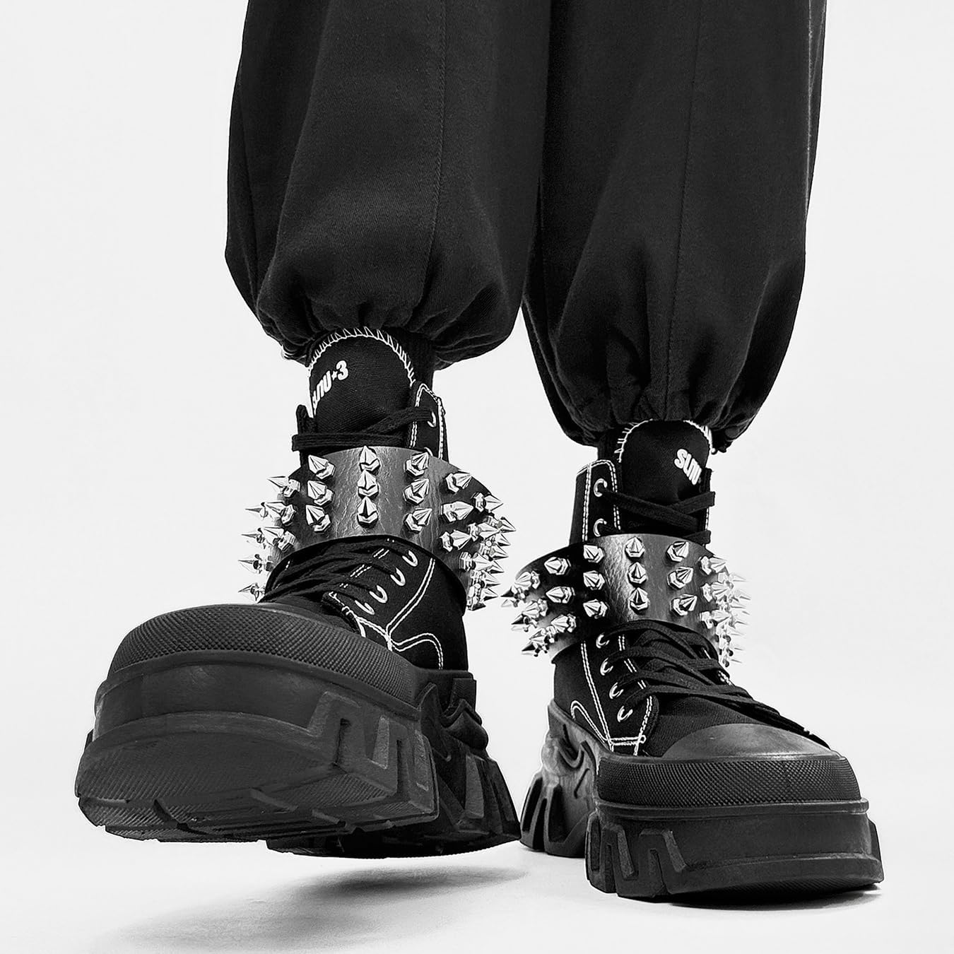 Men's Punk Ankle Boots Casual Breathable Canvas Lace-Up Combat Motorcycle Boots for Daily Wear
