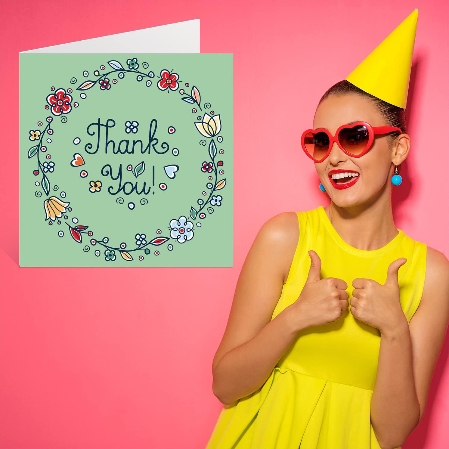 Stuff4 Thank You Card - Floral Flower Ring - Thankyou Cards for All Occasions Her Him Women Men, Teacher Appreciation Card, 5.7 x 5.7 Inch Thank You So Much Greeting Cards for Gifts