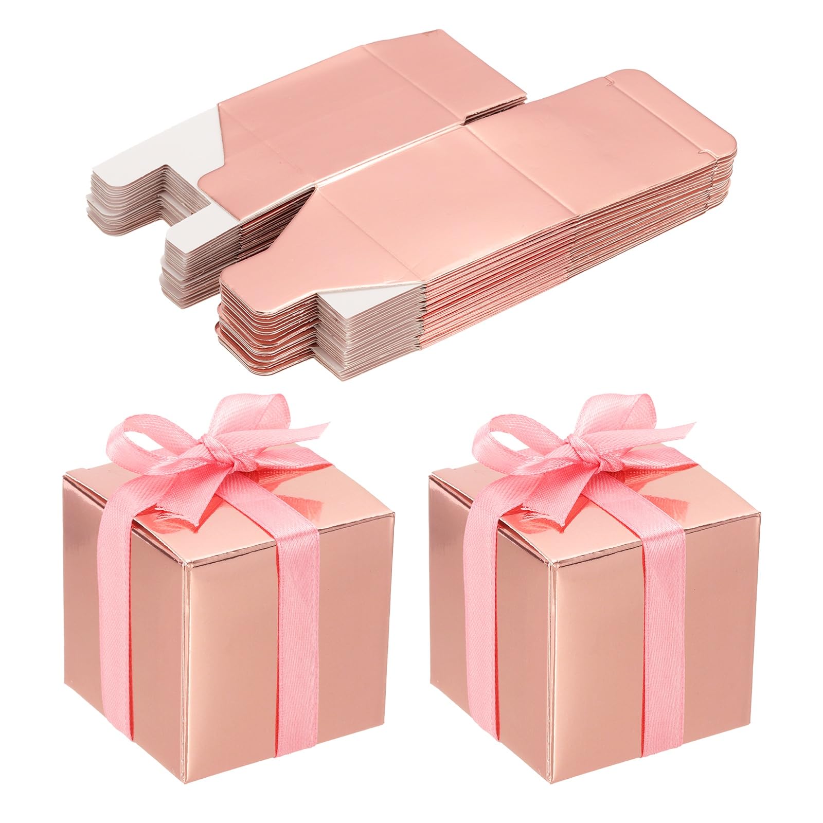 PATIKIL 5cm x 5cm x 5cm Favor Boxes, 24 Pcs Candy Party Butterfly Gift Boxes for Wedding Mother's Day Easter Anniversary Christmas Graduation Celebration, Rose Gold