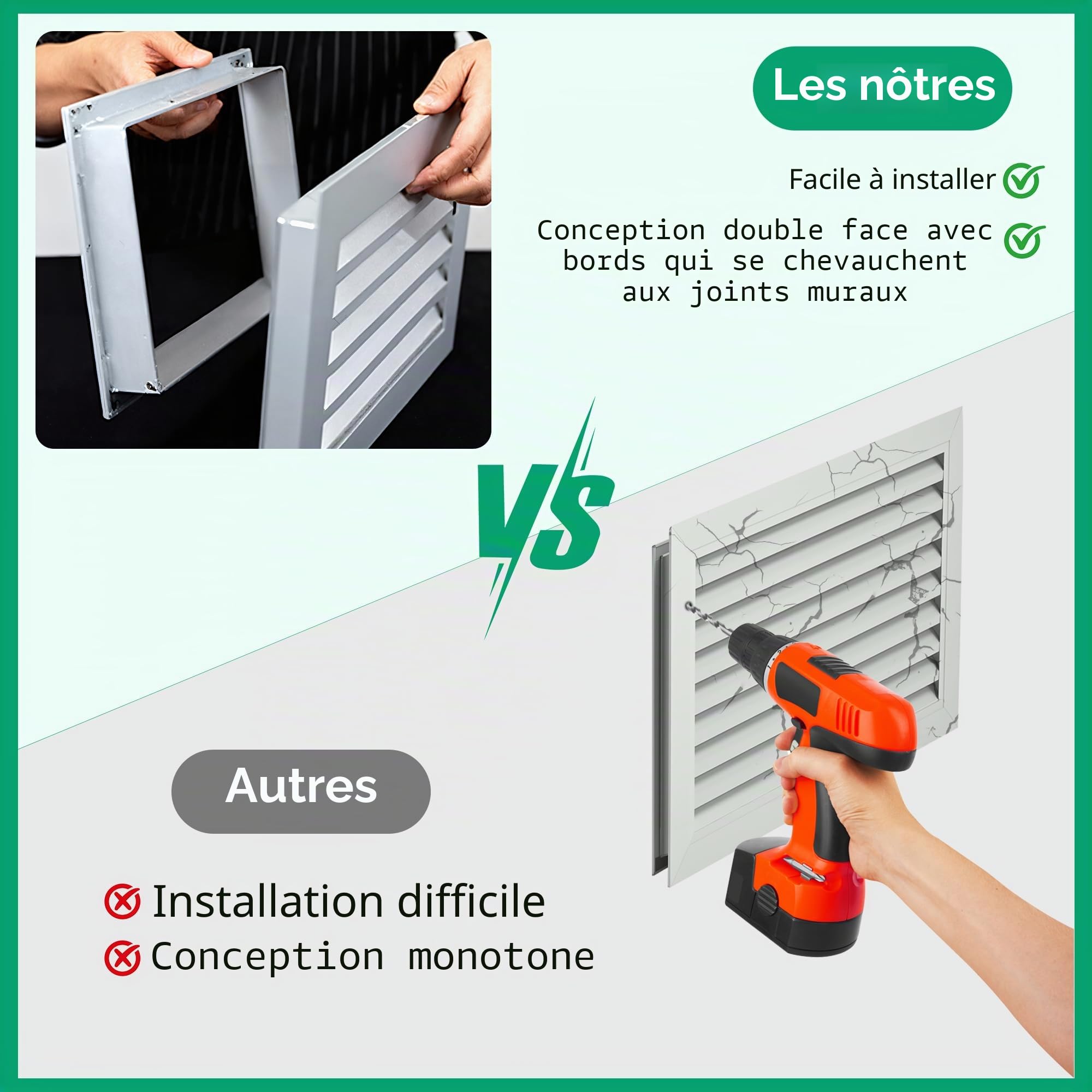 Grille De Ventilation Métal Europlast 300x300 Mm Noir RAL9005 – Modèle MR3030RM