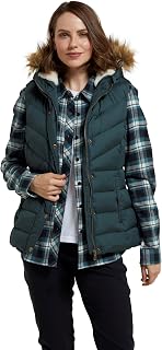 Mountain Warehouse Dakota Womens Fur Lined Gilet - Padded Insulation, Faux Fur, Warm & Cosy with Front Pockets - Best for Autumn Winter, Outdoors, Travelling & Hiking Green 10