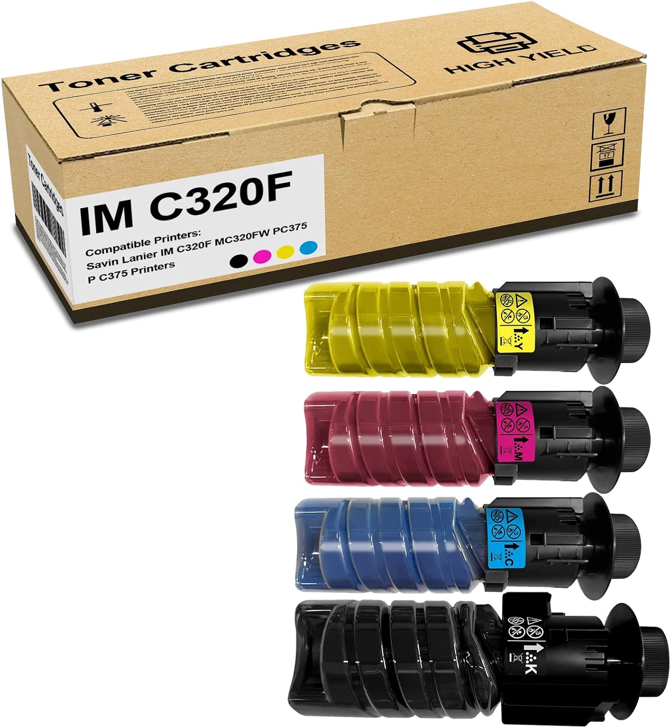 IM C320 IM C320F Toner Cartridge Compatble Ricoh IMC320F 842726 842727 842728 842729 Toner Cartridge Work for Savin Lanier IM C320F MC320FW Printers (4 Pack)