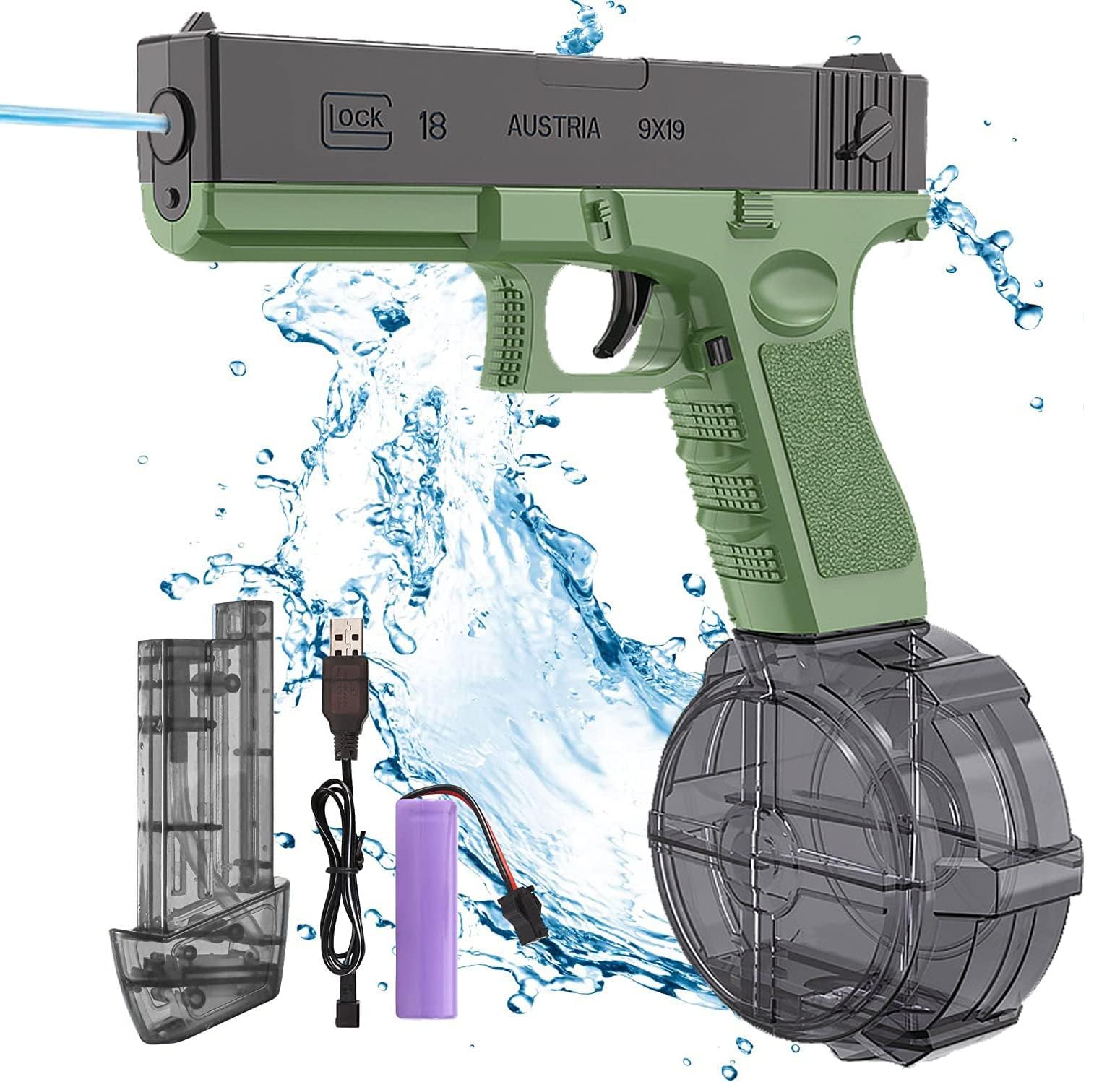 Electric Water Guns for Kids, Automatic Squirt Guns for Boys & Adults Summer Pool Beach Party Water Blasters for Kids (Green)