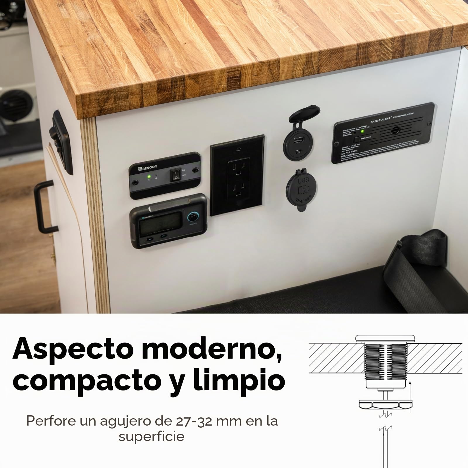 acegoo Toma USB 12V Cargador Multi Puerto Aluminio, PD3.0 USB-C y Quick Charge 3.0 para Coche Camper Enchufe de 12 Voltios Impermeable para Autocaravana Barco Motocicleta (2PCS)