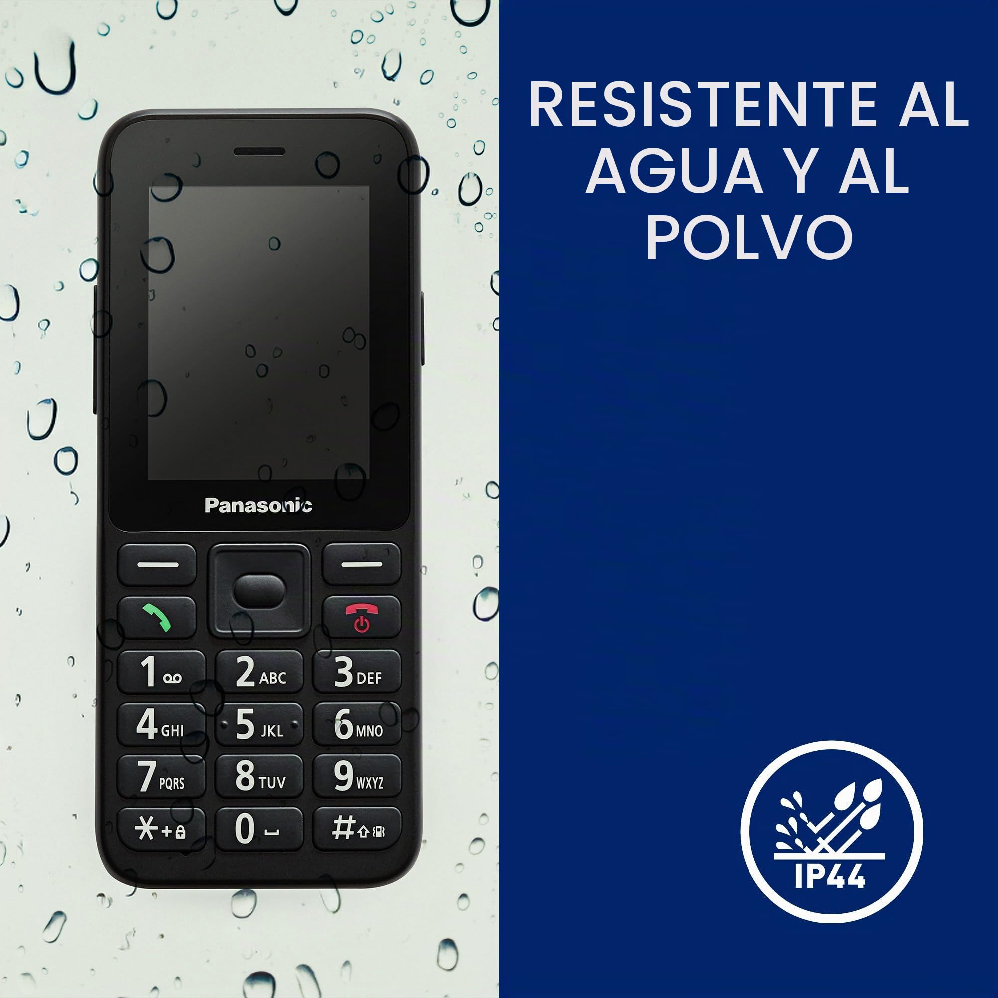 Panasonic KX-TU260EXB móvil para Mayores 4G, Fácil de Usar, Teclas Grandes, IP44, USB C, hasta 7,5 h Llamada, Pantalla 2,4”, Negro