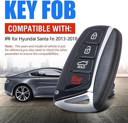 Miniatura 3 de Reemplazo de llavero remoto de entrada sin llave para Hyundai Santa Fe 2013 2014 2015 2016 2017 2018 315MHz 4 botones (ID de FCC: SY5DMFNA04 PN:
