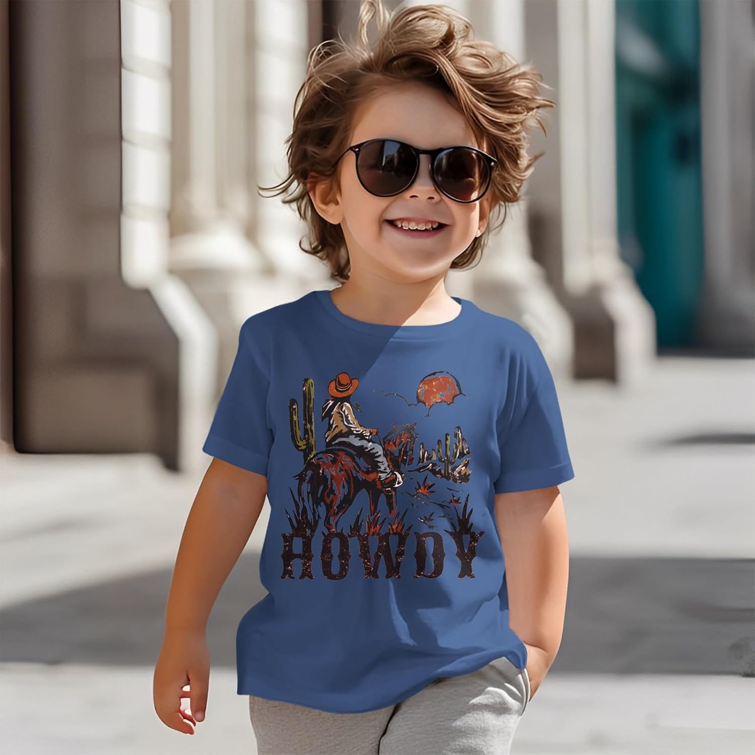 Ritatte Toddler Baby Boy Howdy Shirt Vintage Western Cowboy Graphic T-Shirt Country Short Sleeve Summer Cotton Tee Tops - Image 2